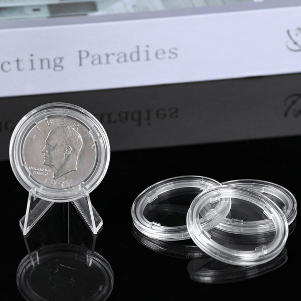 Uncle Paul Coin Capsules with Floating Gaskets - Transparent Capsules  Professional Coin Collection Holder with Clear Fixing Pads Coin Collecting