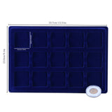 Coin Display Tray - 15 Grids - Blue Velvet Fabric - TC0115BL