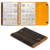 Leather Coin Album - Hand Sewn Cover with Lock Button - 180 Pockets in 2 Sizes - AC0255