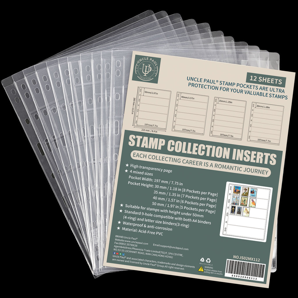 20 Sheets Stamp Pages for Stamp Album Binder, 1/2/5/7 Rows Pages for Stamps  Postage Collection Book, Stamp Collecting Supplies for Stamp Collectors