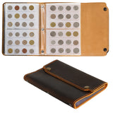 Leather Coin Album - Hand Sewn Cover with Lock Button - 240 Pockets 27x27mm - AC0201