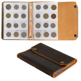 Leather Coin Album - Hand Sewn Cover with Lock Button - 120 Pockets 42x40mm - AC0210