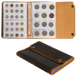 Leather Coin Album - Hand Sewn Cover with Lock Button - 180 Pockets in 2 Sizes - AC0255