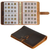 Leather Coin Binder Book - Hand Sewn Cover with Locking Band - 240 Pockets 27x27mm - AC0301