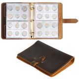 Leather Coin Binder Book - Hand Sewn Cover with Locking Band - 120 Pockets 42x40mm - AC0310