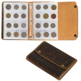 Arabesque Leather Coin Album - Hand Sewn Cover with Lock Button - 120 Pockets 42x40mm - AC0510