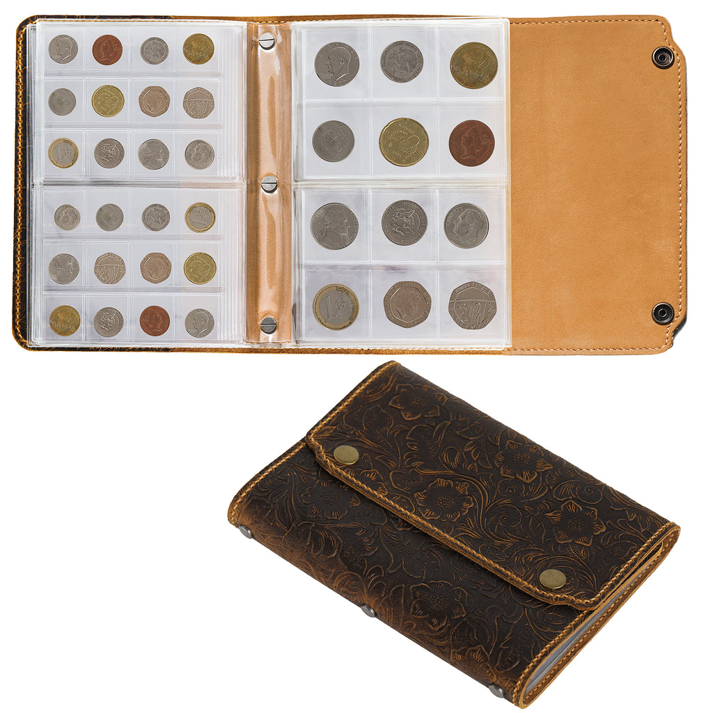 Arabesque Leather Stamp Album - Hand Sewn Cover with Lock Button