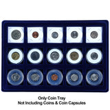 Coin Display Tray - 15 Grids - Blue Velvet Fabric - TC0115BL