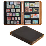 Leather Stamp Album - Hand Sewn Cover - 100 Pockets in 2 Sizes - AP0155