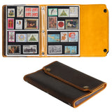 Leather Stamp Album - Hand Sewn Cover with Lock Button - 80 Pockets 45x120mm - AP0210