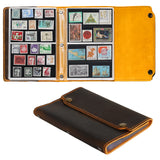 Leather Stamp Album - Hand Sewn Cover with Lock Button - 100 Pockets in 2 Sizes - AP0255