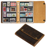 Arabesque Leather Stamp Album - Hand Sewn Cover with Lock Button - 80 Pockets 45x120mm - AP0510