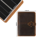 Leather Stamp Binder Book - Hand Sewn Cover with Locking Band - 120 Pockets 30x120mm - AP0301