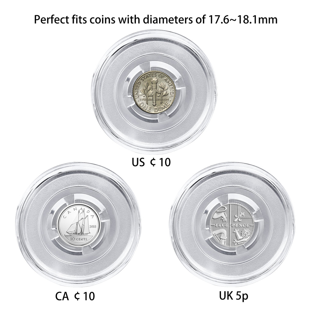 Uncle Paul Coin Capsules with Floating Gaskets - Transparent Capsules  Professional Coin Collection Holder with Clear Fixing Pads Coin Collecting