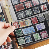 Leather Stamp Binder Book - Hand Sewn Cover with Locking Band - 100 Pockets in 2 Sizes - AP0355