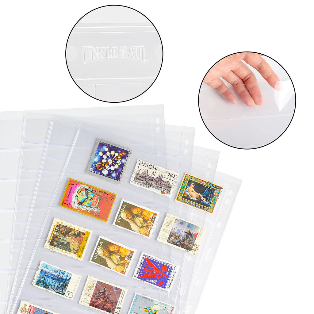 MAGICLULU 10pcs Sheets Postage Album Binder Sleeves Stamp Collection  Inserts Order Stamps 9 Holes Postage Book Inserts Stamps Postage Forever  Book of