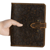 Arabesque Leather Coin Binder Book - Hand Sewn Cover with Locking Band - 240 Pockets 27x27mm - AC0601