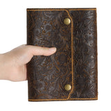 Arabesque Leather Stamp Album - Hand Sewn Cover with Lock Button - 100 Pockets in 2 Sizes - AP0555