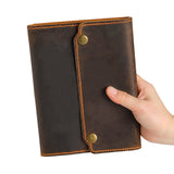 Leather Stamp Album - Hand Sewn Cover with Lock Button - 80 Pockets 45x120mm - AP0210