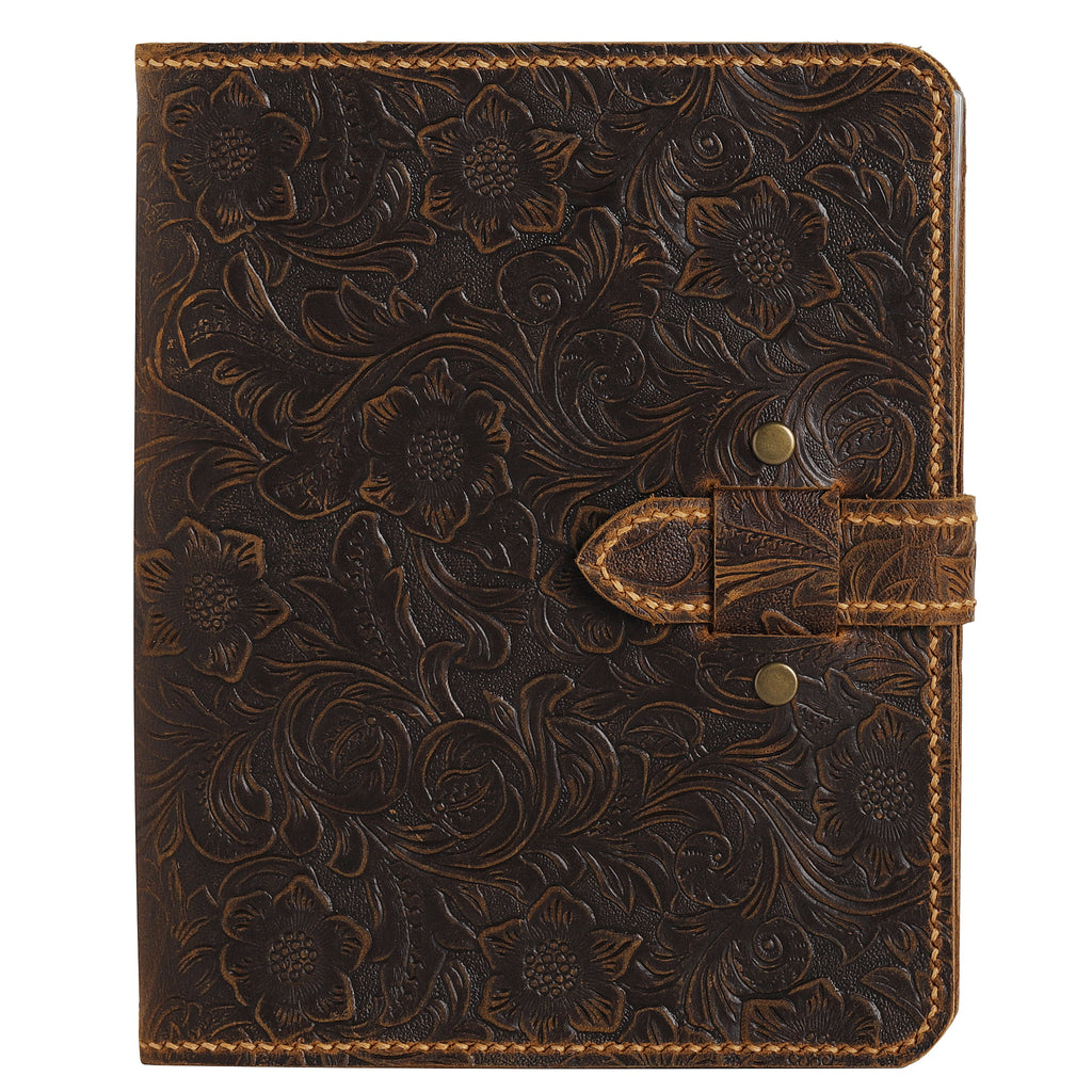 Arabesque Leather Stamp Album - Hand Sewn Cover with Lock Button