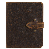 Arabesque Leather Stamp Binder Book - Hand Sewn Cover with Locking Band - 120 Pockets 30x120mm - AP0601